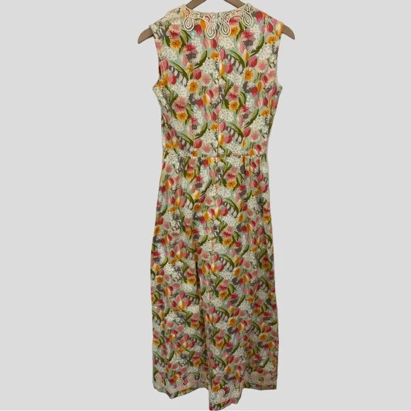 Vintage 60s Multicolor Floral Appliqué Maxi Dress Small - Picture 4 of 7